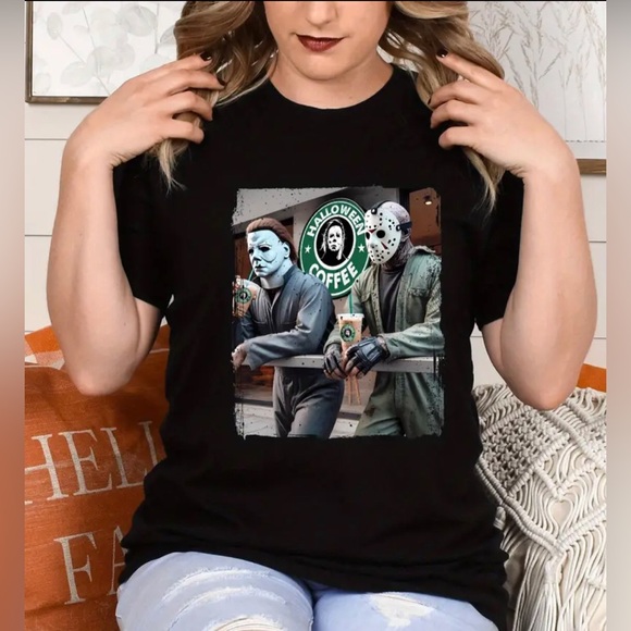 New “Halloween Coffee” Cotton Graphic Tee- Size XL - Picture 1 of 2